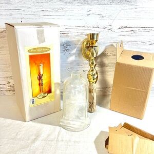 Vintage India house brass glass candle wall sconce